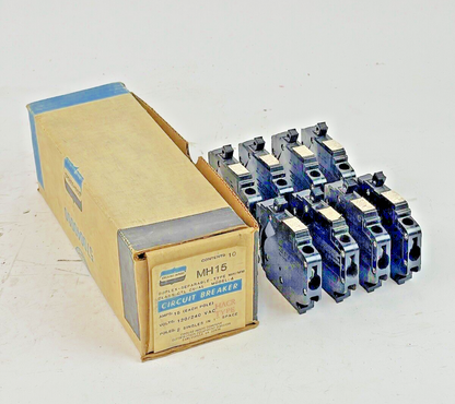 CROUSE-HINDS *BOX OF 4 PAIRS* - MH15 - 1 POLE, 15 A, 240 VAC CIRCUIT BREAKER0