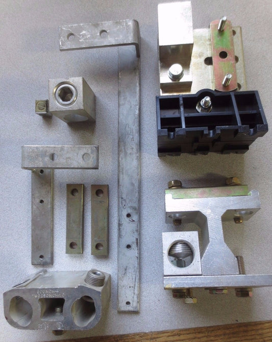 LOT of LUGS, CONNECTORS, HARDWARE for CIRCUIT BREAKERS, DISCONNECT SWITCHES0