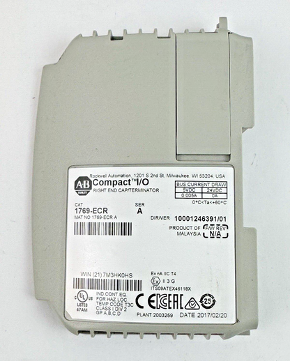 ALLEN-BRADLEY *LOT OF 5* - 1769-ECR SER. A F/W REV. N/A - COMPACT I/O RIGHT END6