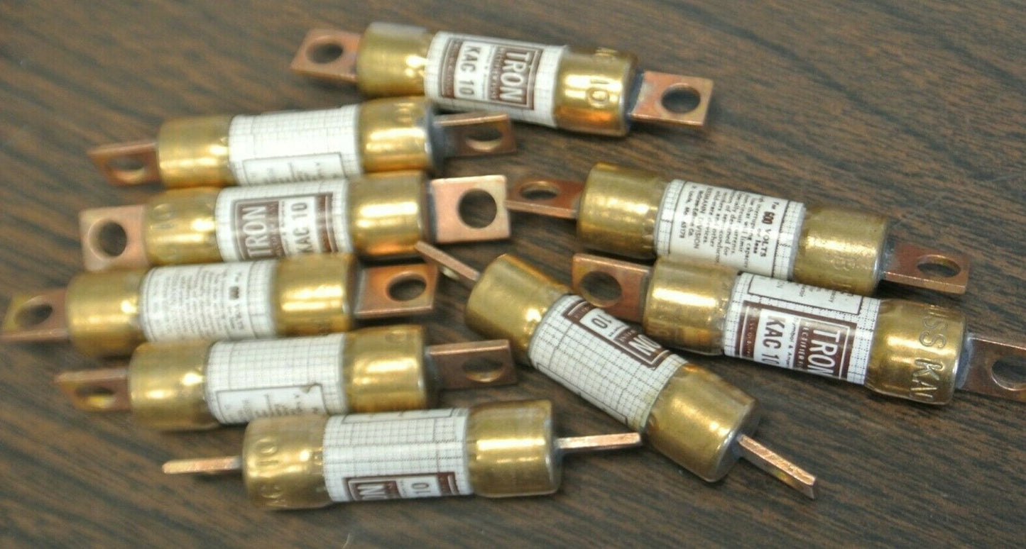 LOT of 9 / BUSS / TRON KAC-10 RECTIFIER FUSE / 10A / 600V / NEW SURPLUS0