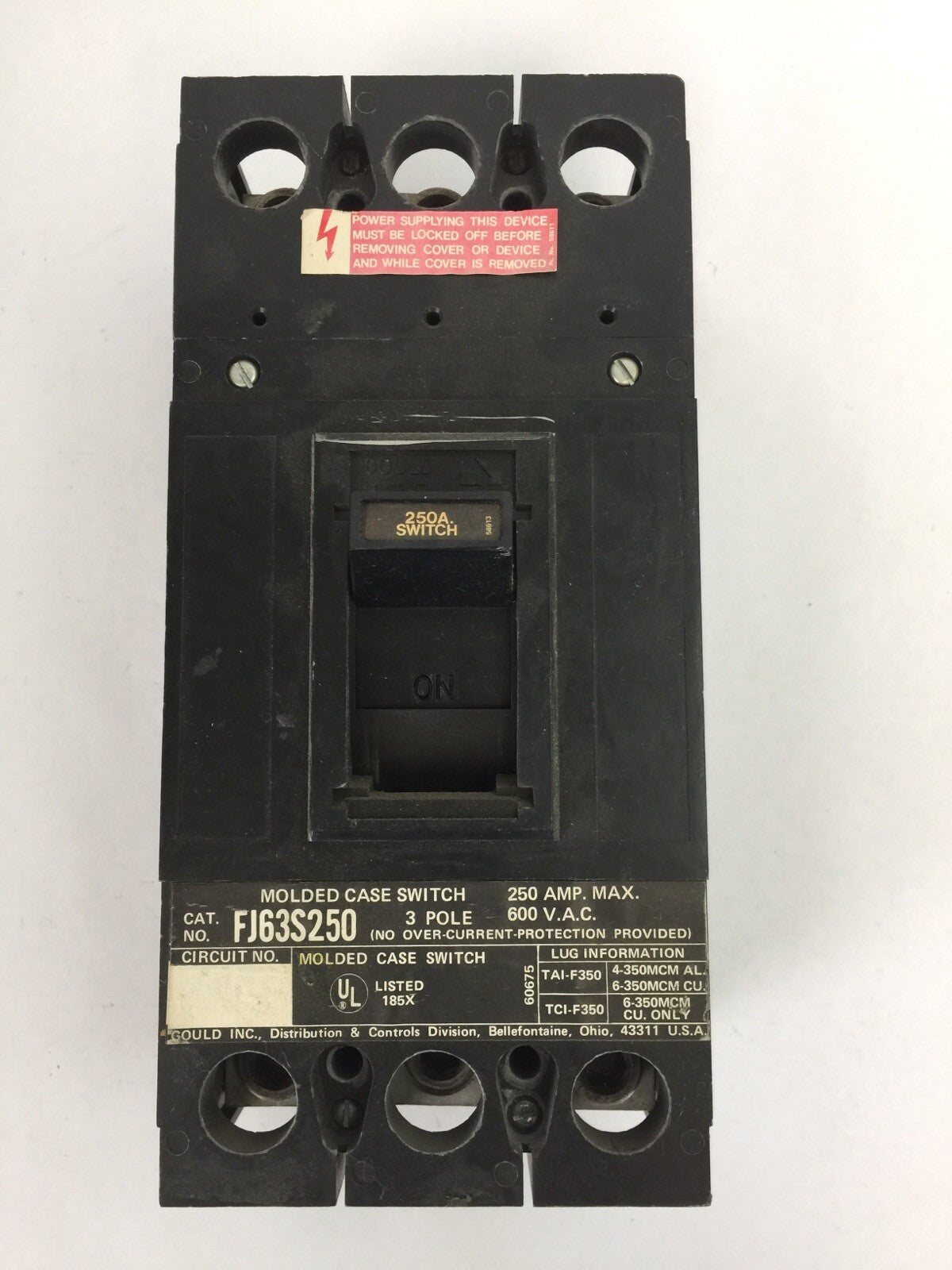 ITE SIEMENS FJ63S250 CIRCUIT BREAKER 600VAC 250AMP 3POLE0