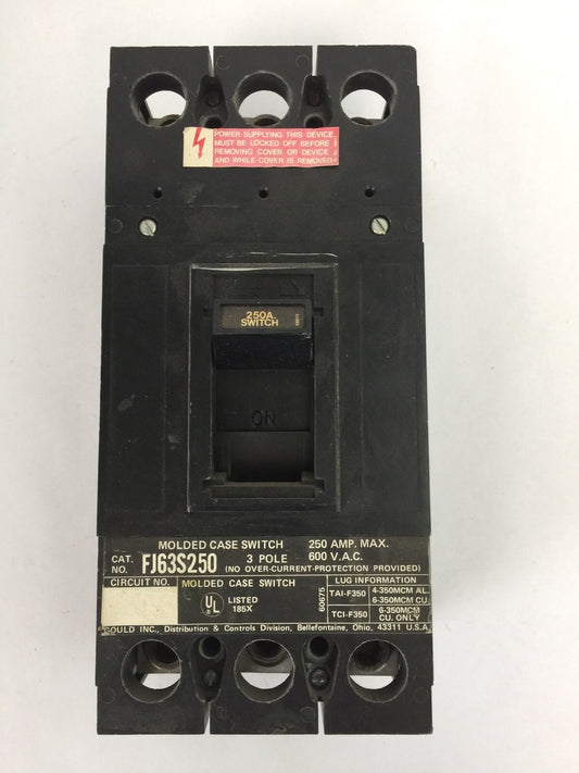 ITE SIEMENS FJ63S250 CIRCUIT BREAKER 600VAC 250AMP 3POLE0