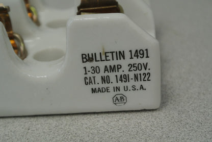 ALLEN-BRADLEY 1491-N122 CERAMIC FUSE BLOCK 30A, 250V, 2-POLE - NEW SURPLUS 4