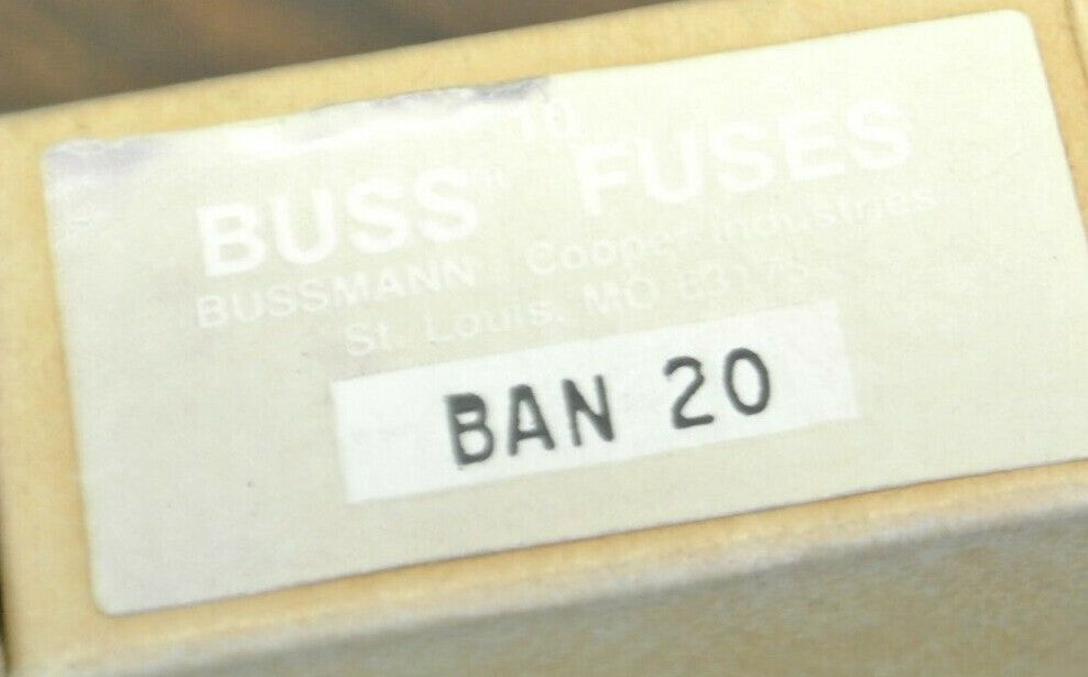 BOX of 10 / BUSS BAN-20 MIDGET FUSE / 20A / 250V / NEW SURPLUS / BAN201