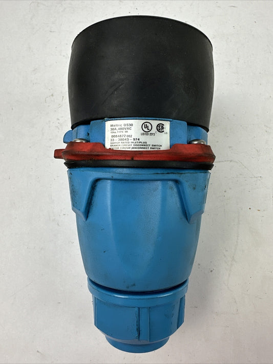 MELTRIC DS30 30A 480VAC 15HP TYPE 3R 33-38043-974 SWITCH RATED INLET/PLUG0