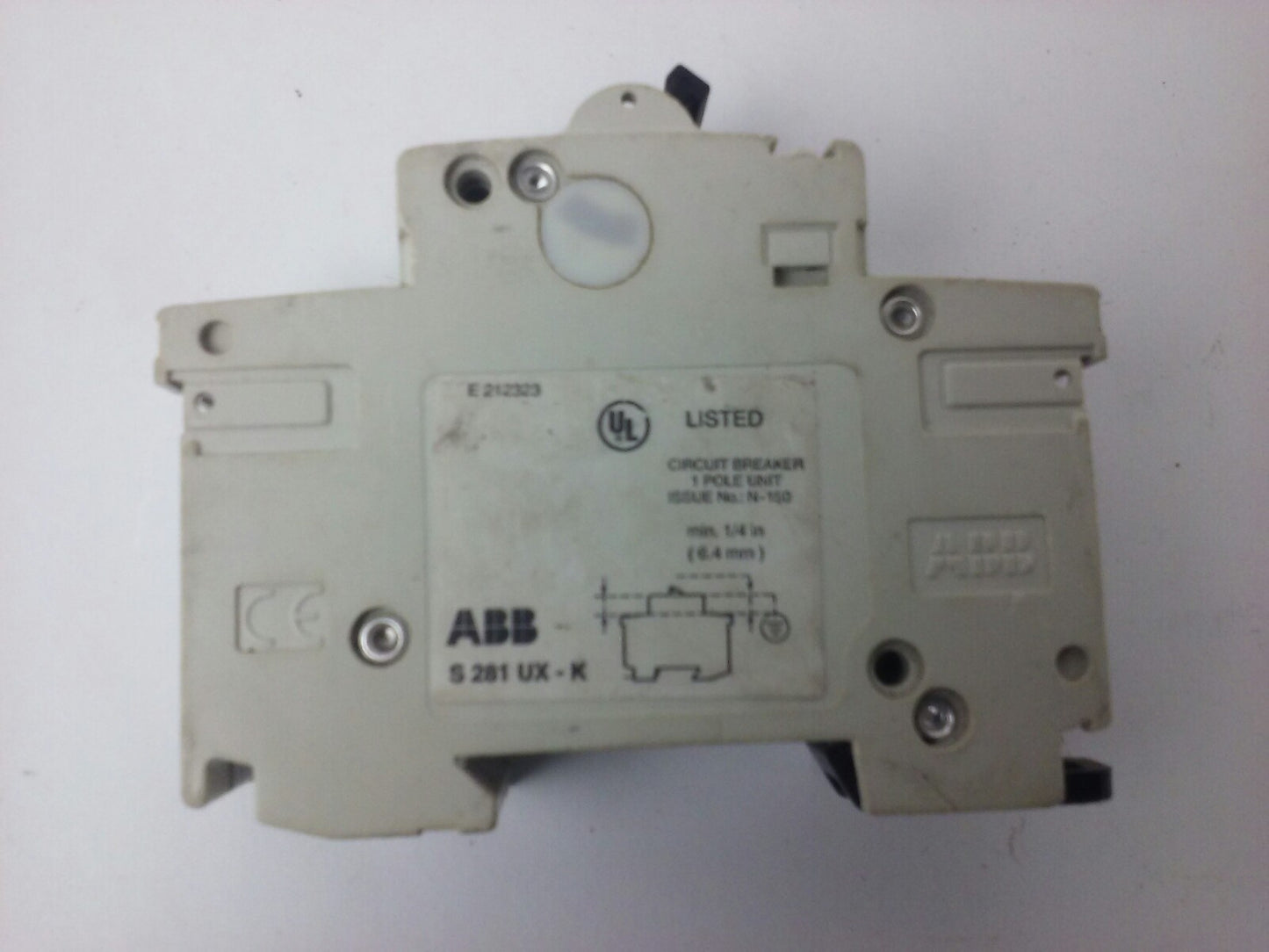 ABB, S281UX, S281UX-K6A, CIRCUIT BREAKER, 1P, 240V, 50/60HZ,14KA,6A, NEW SURPLUS4