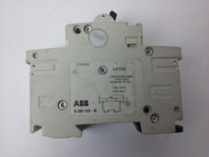 ABB, S281UX, S281UX-K6A, CIRCUIT BREAKER, 1P, 240V, 50/60HZ,14KA,6A, NEW SURPLUS4