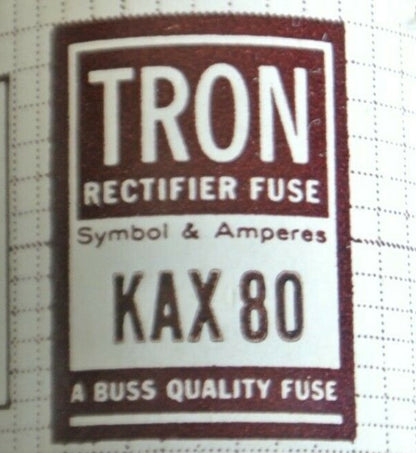 BOX of 10 / BUSSMANN / TRON KAX80 RECTIFIER FUSE / 250V / 80A / NEW SURPLUS1