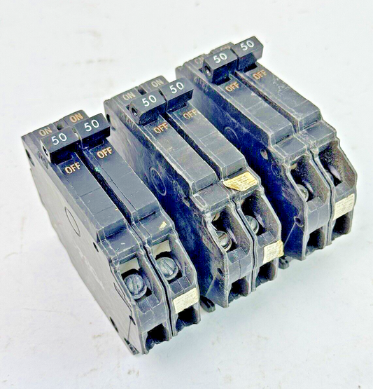 GE *LOT OF 3* - THQP250 - COMMON TRIP CIRCUIT BREAKERS - 2 POLE, 50 A, 240 VAC0