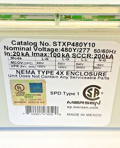 MERSEN STXP480Y10 SURGE PROTECTIVE DEVICE 50/60HZ 100KA4