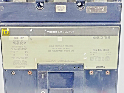 SQUARE D - MHL360008M SERIES 2 - CIRCUIT BREAKER - 800 A, 480 VAC, 3 POLE2