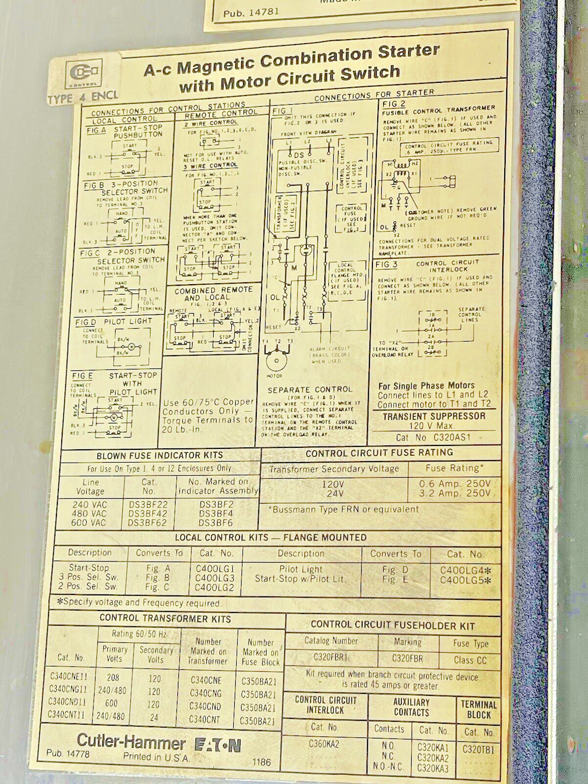 CUTLER HAMMER - A30CWA0 A2- COMBINATION MOTOR STARTER WITH MOTOR CIRCUIT SWITCH7
