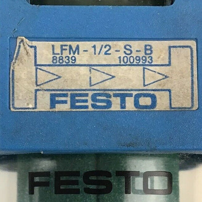 FESTO LFM-1/2-S-B FILTER UNIT W/ FESTO LFMP-1/2-S-C 159175 FILTER1