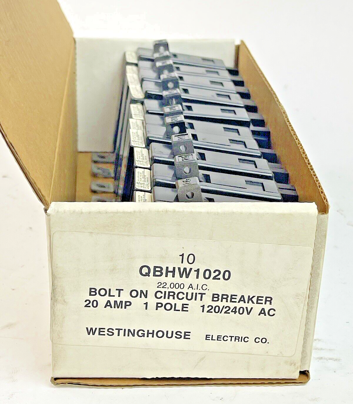 CUTLER-HAMMER WESTINGHOUSE *LOT OF 10* QBHW1020 -20A/1 POLE/240 VAC/QUICKLAG1