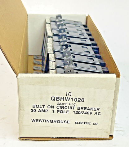 CUTLER-HAMMER WESTINGHOUSE *LOT OF 10* QBHW1020 -20A/1 POLE/240 VAC/QUICKLAG1
