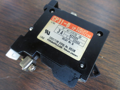 HITACHI CP31-B CIRCUIT PROTECTOR 3A 220VAC 1-POLE DELAY No. S 3