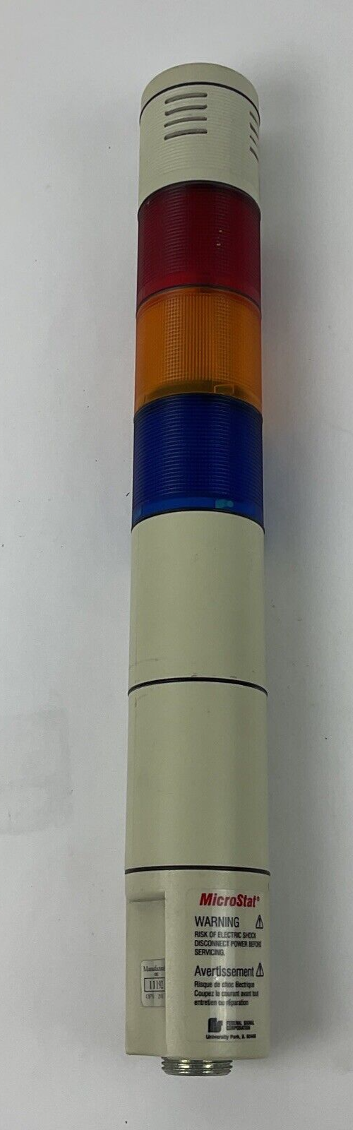 FEDERAL SIGNAL MSL4 MICROSTAT STACK LIGHT 120VAC  50/60HZ 1.0AMPS TYPE 4X0