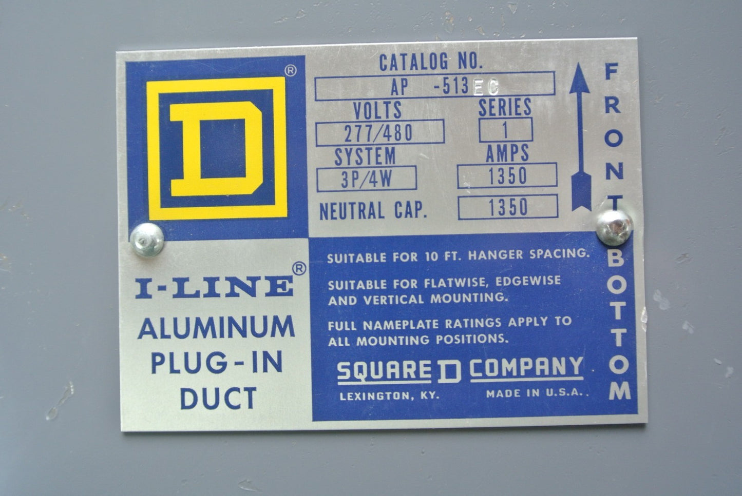 SQUARE D ACP-513EC I-LINE ALUMINUM PLUG-IN DUCT 277/480V, 1350A - NEW SURPLUS1