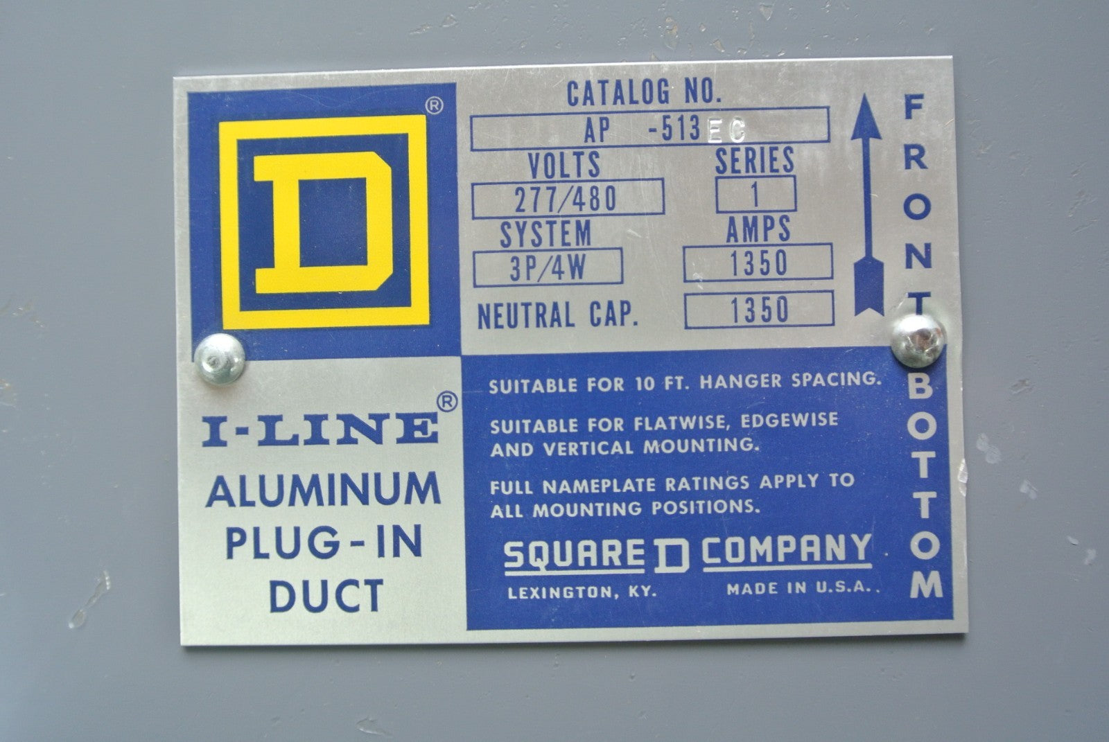 SQUARE D ACP-513EC I-LINE ALUMINUM PLUG-IN DUCT 277/480V, 1350A - NEW SURPLUS1