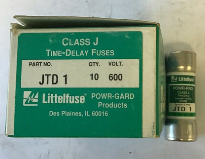 LITTLEFUSE JTD1 POWR-GARD FUSE 1A 600VAC CLASS J TIME DELAY ***LOTOF10***1