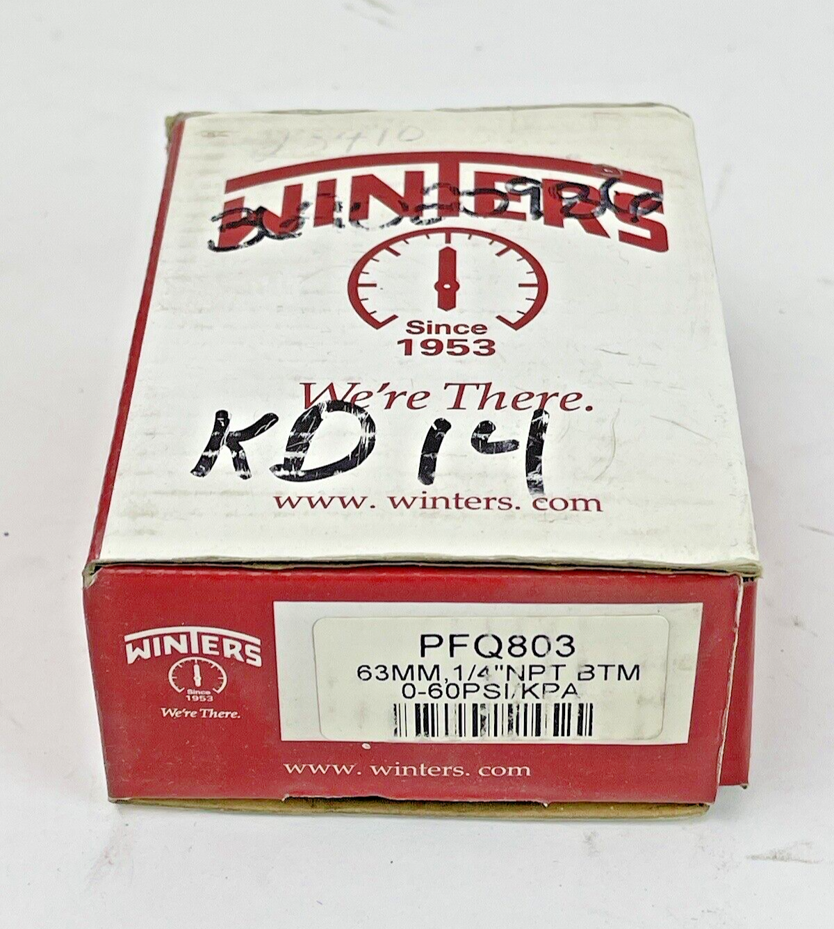 WINTERS - PFQ803- PRESSURE GAUGE - 63MM/ 2.5" DIAMETER, 1/4" NPT BTM, 0-60 PSI3