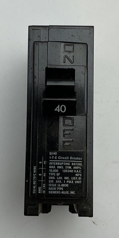 ITE Q140 CIRCUIT BREAKER  40AMP 120/240VAC  TYPE QP*****LOTOF12****1