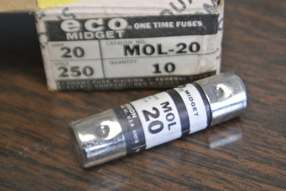 BOX of 10 / ECONOMY / ECO / FPE MOL-20 MIDGET FUSE / 20A / 250V2