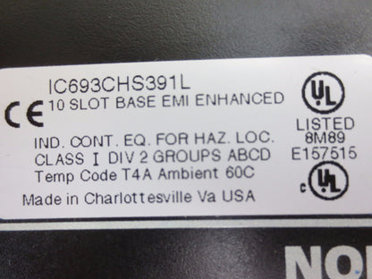 GE FANUC IC693CHS391L BASE 10-SLOT for PROGRAMMABLE CONTROLLER1