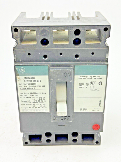 GE - TEB132080 - INDUSTRIAL CIRCUIT BREAKER  - 80 A, 240 VAC, 250 VDC, 3 POLE1