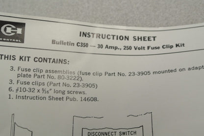 CUTLER-HAMMER C350KC21 FUSE CLIP KIT / 30A / 250V / SIZE 1 / NEW SURPLUS4