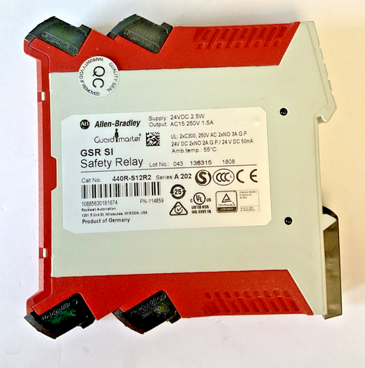 ALLEN BRADLEY 440R-S12R2 SAFETY RELAY SER.A 202 24VDC GSR SI0