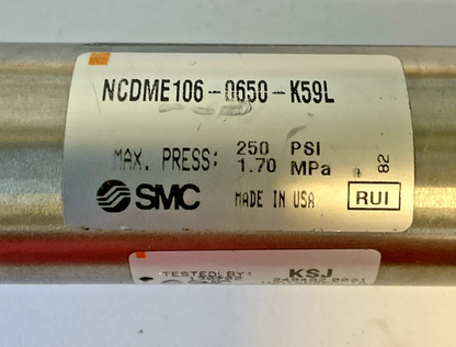 SMC NCDME106-0650-K59L CYLINDER AIR 250PSI 1.70MPA2