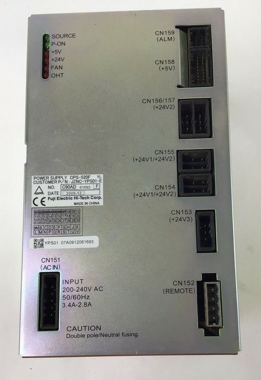FUJI ELECTRIC CPS-520F POWER SUPPLY JZNC-YPS01-E 240VAC 50/60HZ 3.4A-2.8A0