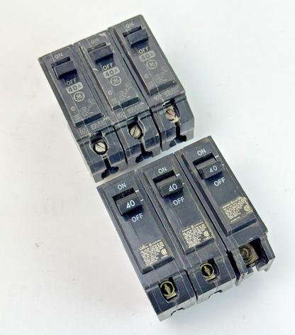 GE **LOT OF 6** THQL1140 - CIRCUIT BREAKERS -  1 POLE, 40 A, 240 VAC0