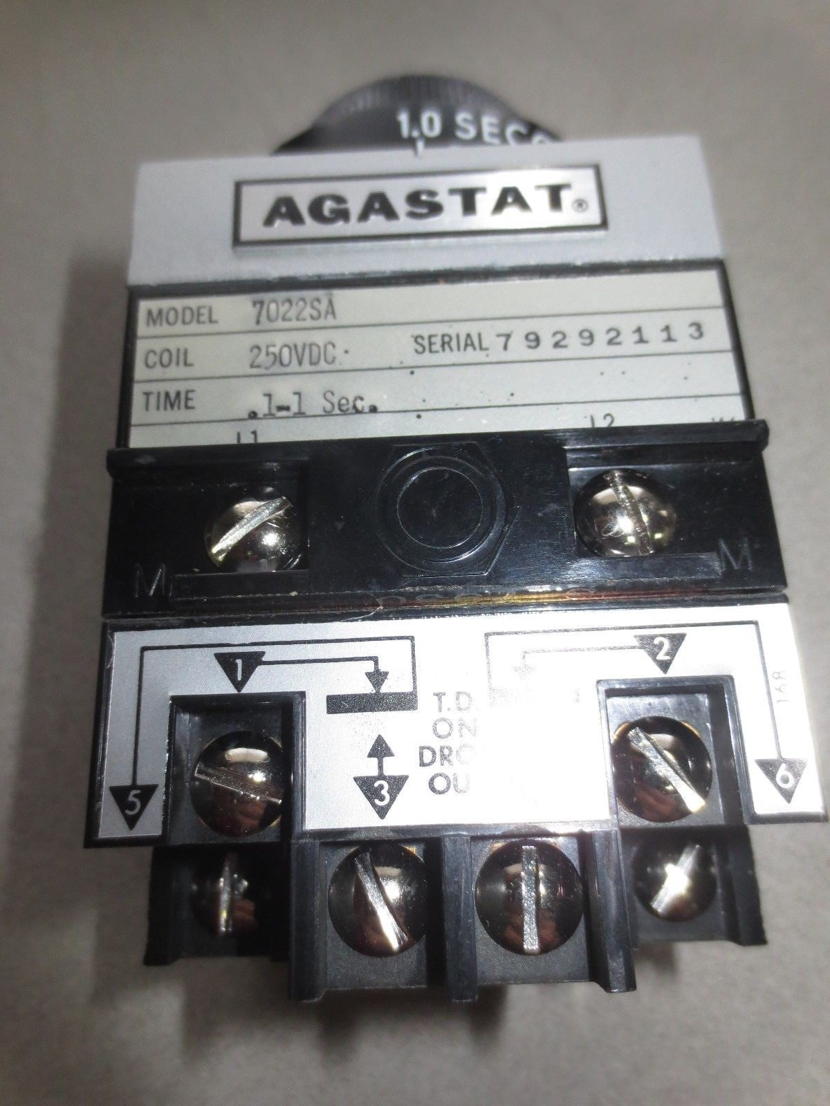 AGASTAT / TE CONNECTIVITY 7022SA ELECTROPNEUMATIC TIMING RELAY .1 to 1 SECOND 0