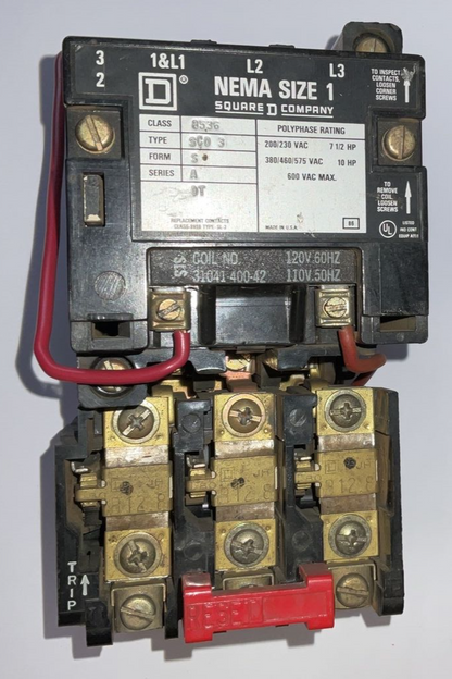 SQUARE D 8536 SCO-3 12.8 HEATERS FORM S SER.A 600VAC 10HP 120V COIL0