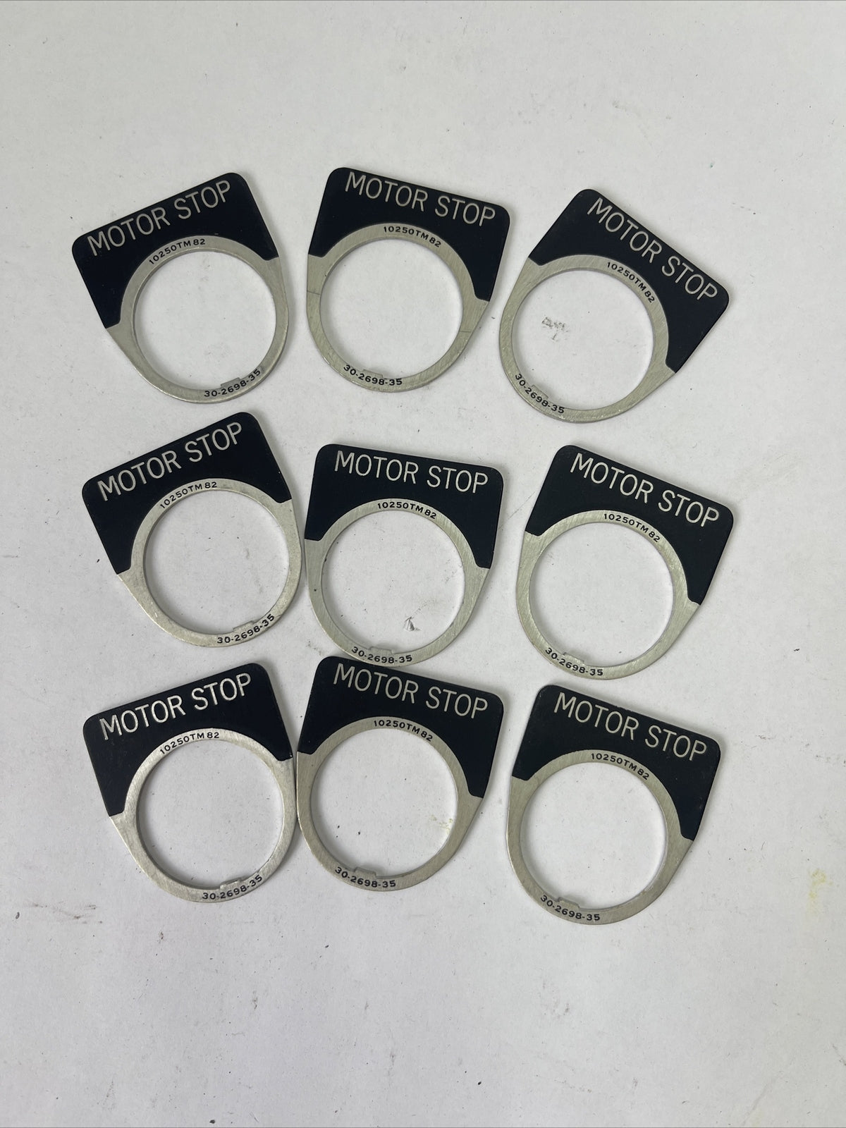 CUTLER HAMMER EATON 10250TM82 MOTOR STOP LEGEND PLATE 30-2698-35 (LOT OF 9)0