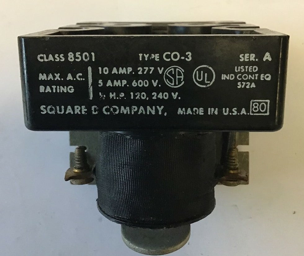 SQUARE D 8501 C0-3 CONTROL RELAY SER.A 10AMP 277V 2