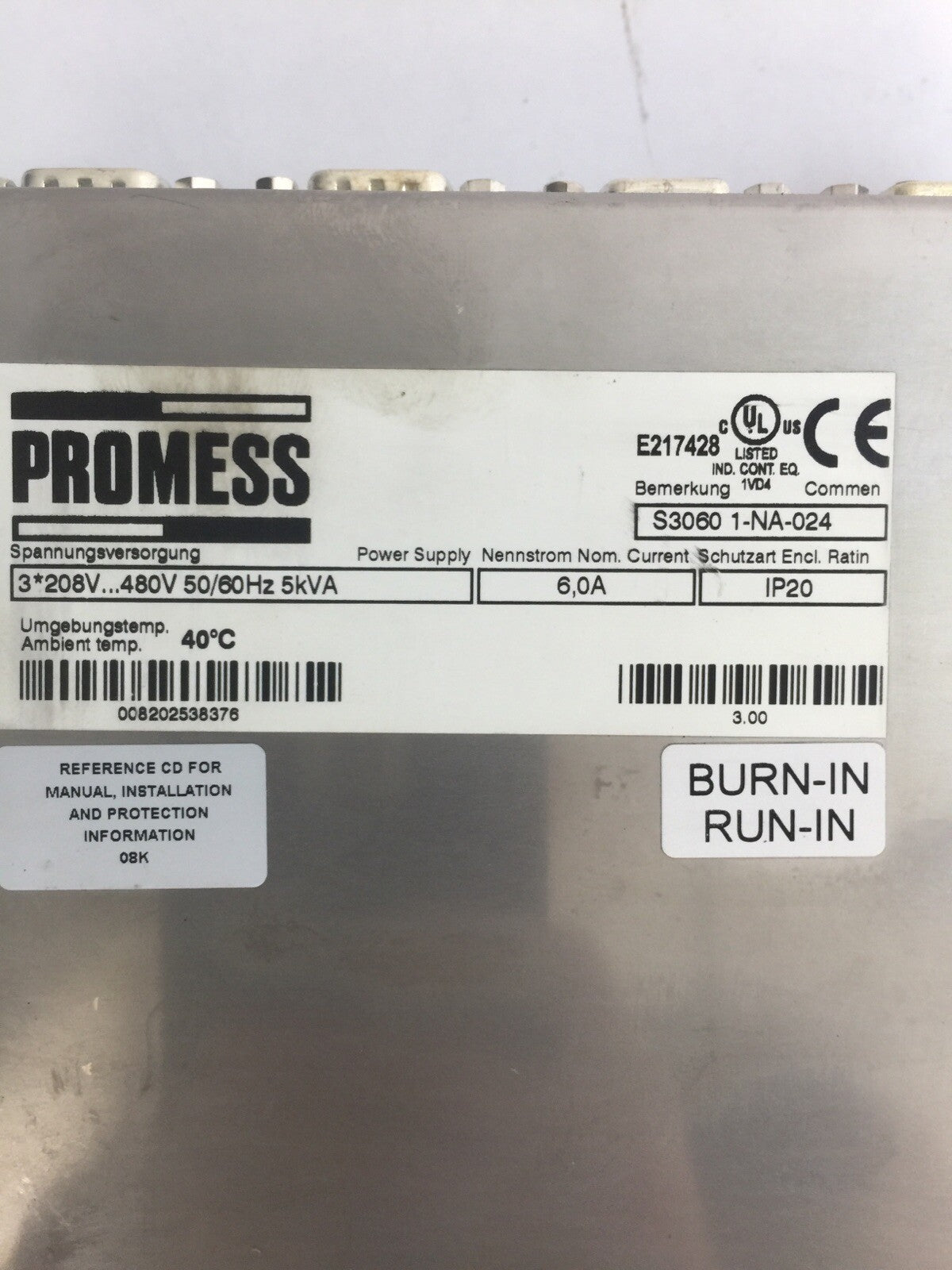 PROMESS E217428 AC DRIVE 208-480V 5kVA 6A1