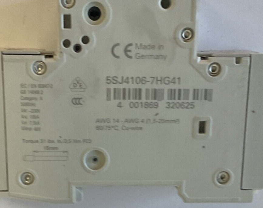 SIEMENS 5SJ4101-7HG41 CIRCUIT BREAKER 6A AUXILIARY CIRCUIT SWITCH5