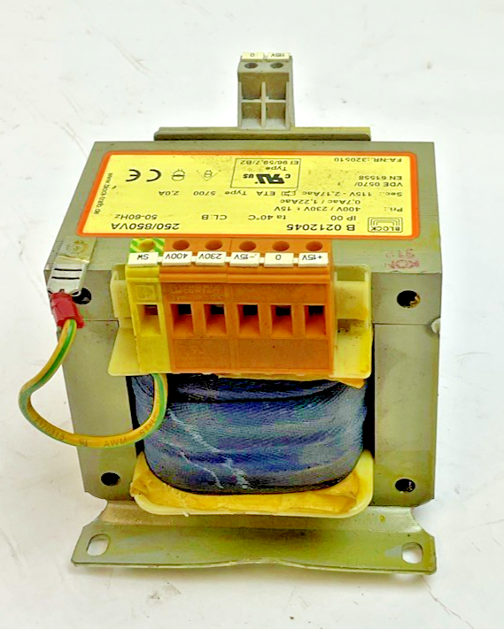 BLOCK B0212045 TRANSFORMER 250/850VA 50-60HZ 400V5
