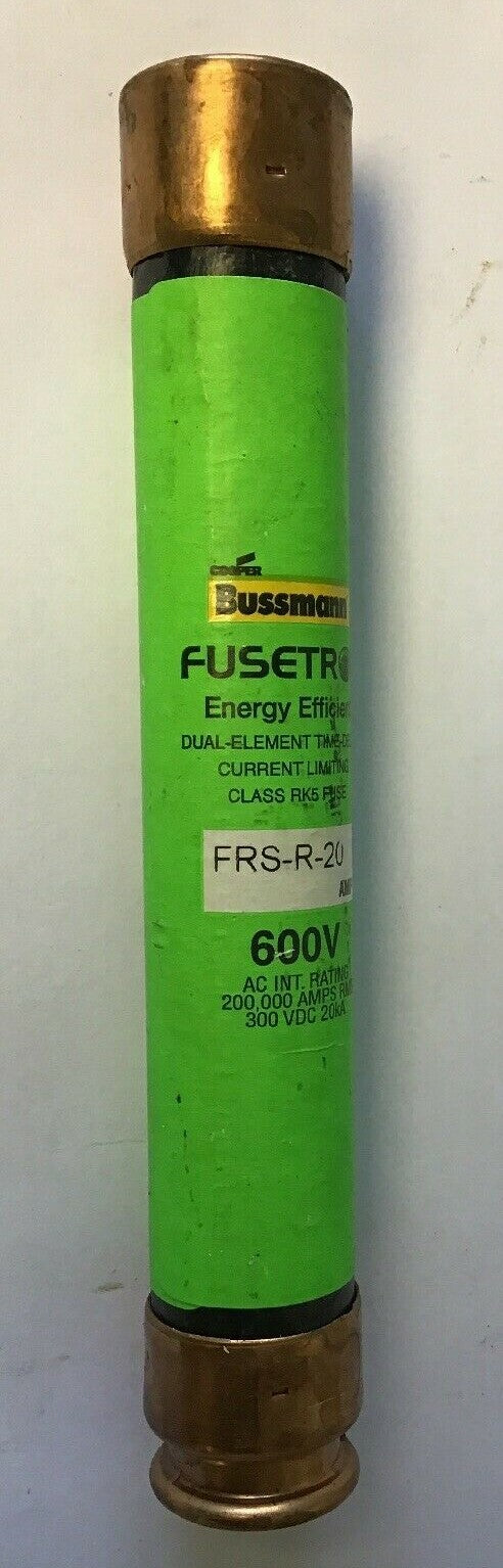BUSSMAN FRS-R-20 AMP FUSETRON ENERGY EFF. 600V DUAL-ELEM TIME DELAY CLASS RK52