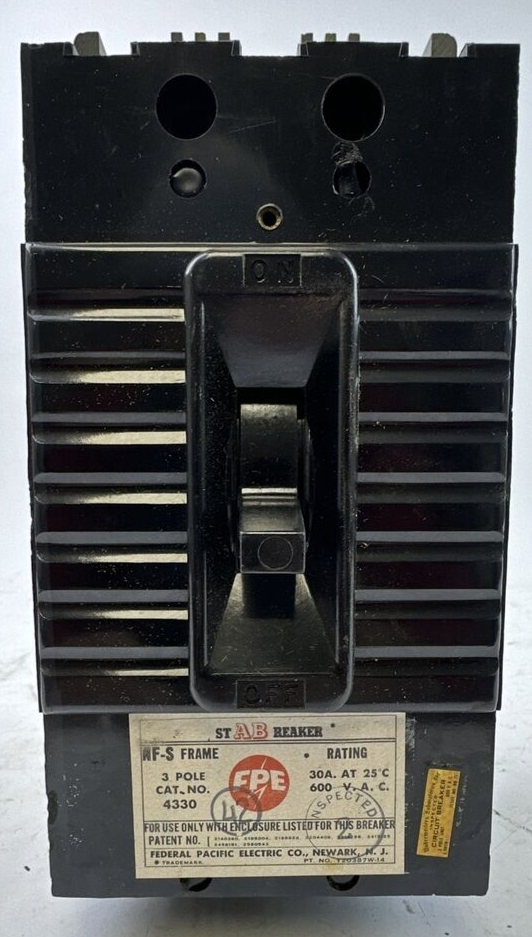 FPE 4330 STABREAKER 30AMP 600VAC 3POLE NF-S FRAME THERMAL AND MAGNETIC TRIP1