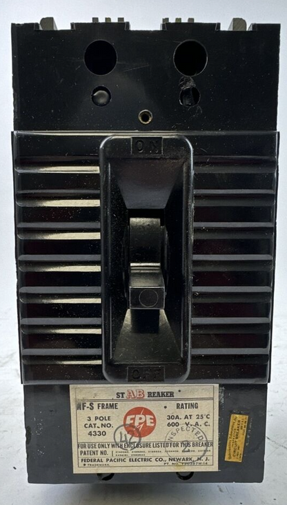 FPE 4330 STABREAKER 30AMP 600VAC 3POLE NF-S FRAME THERMAL AND MAGNETIC TRIP1
