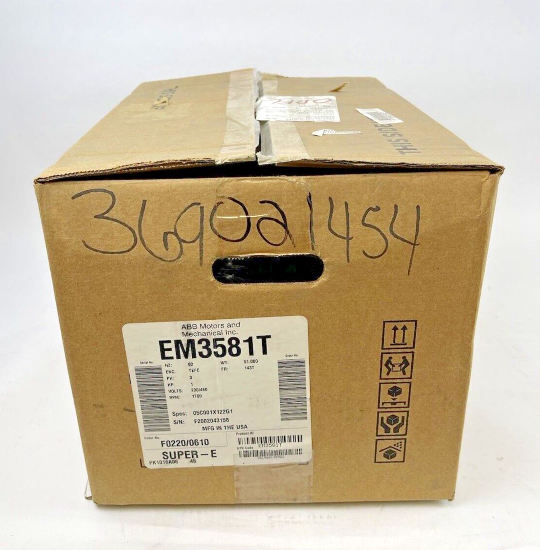 BALDOR - EM3581T - GP Motor - 1 Hp 3 Phase 230/460V 1760 RPM 143t Frame SUPER-E0