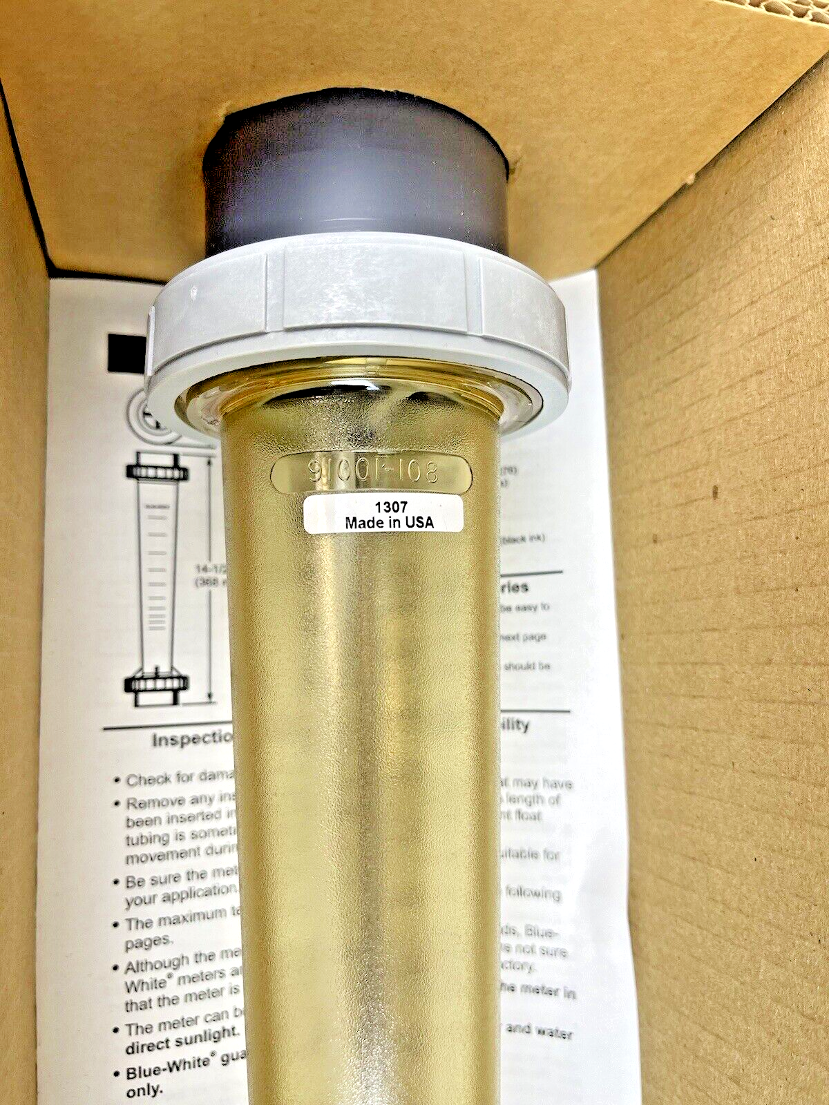 BLUE-WHITE - F-451 SERIES 1-1/2" .5-6 GPM - PTFE FLOAT, SS ROD, AND VITON O-RING6