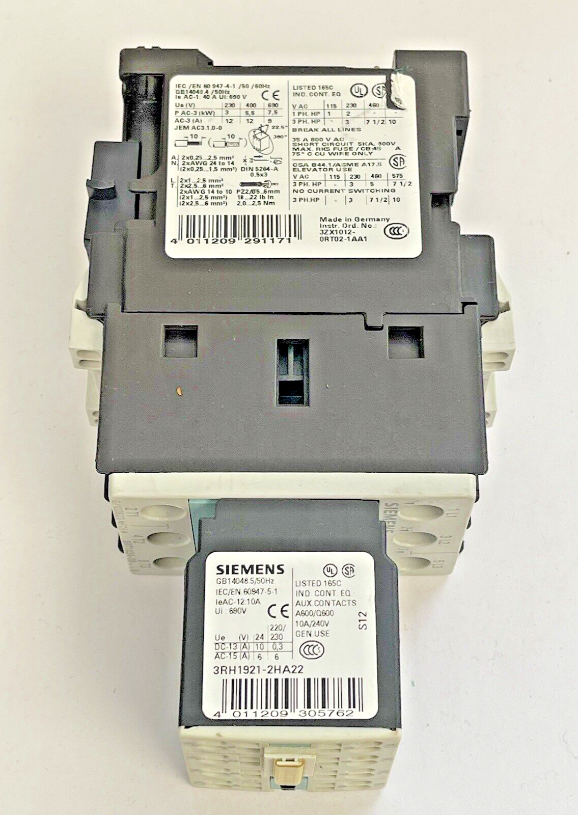 SIEMENS - 3RT1024-3B..0 & 3RH1921-2HA22 & 3RT1926-1BB00 W/ 24VDC COIL5