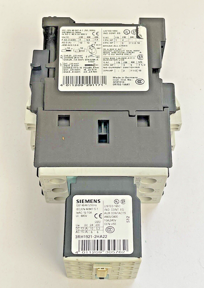 SIEMENS - 3RT1024-3B..0 & 3RH1921-2HA22 & 3RT1926-1BB00 W/ 24VDC COIL5