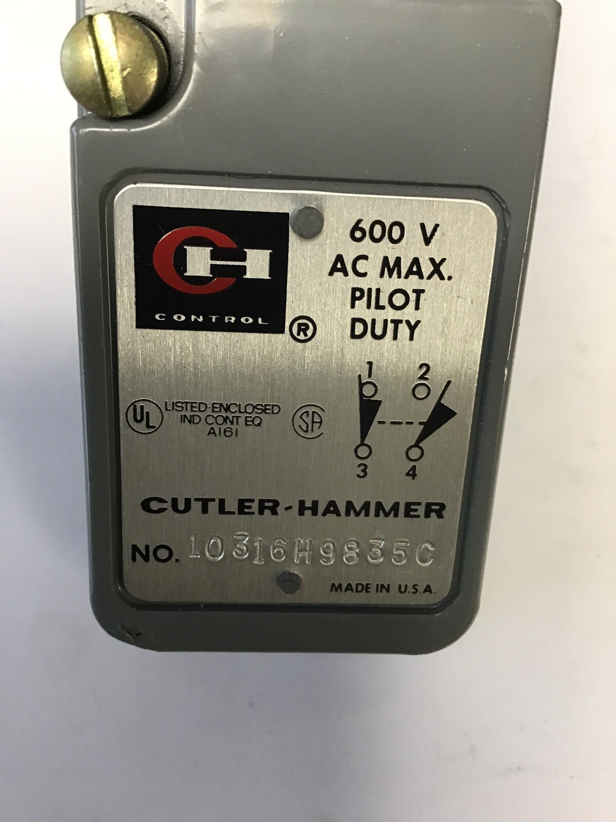 CUTLER HAMMER 10316H9835 LIMIT SWITCH 600VAC 3
