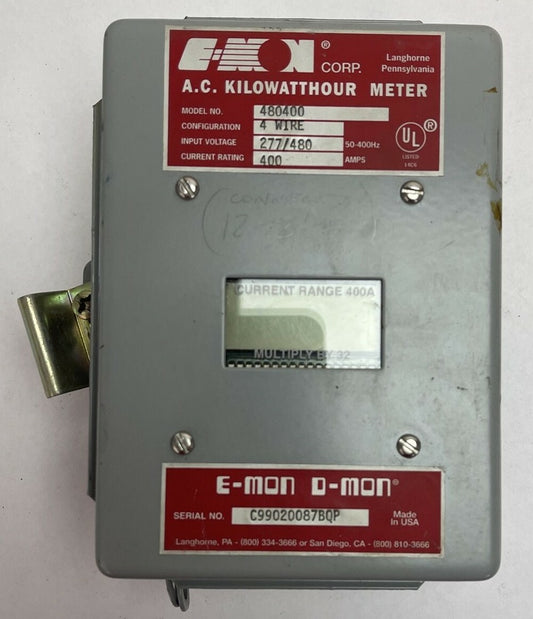 E-MON 480400 AC KILOWATTHOUR METER 4WIRE 277/480V 50-400HZ 400AMP D-MON0